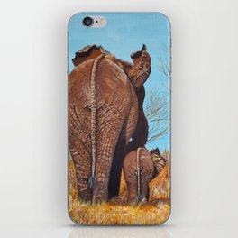 Mother and Baby Elephant Butts Walking Away iPhone Skin