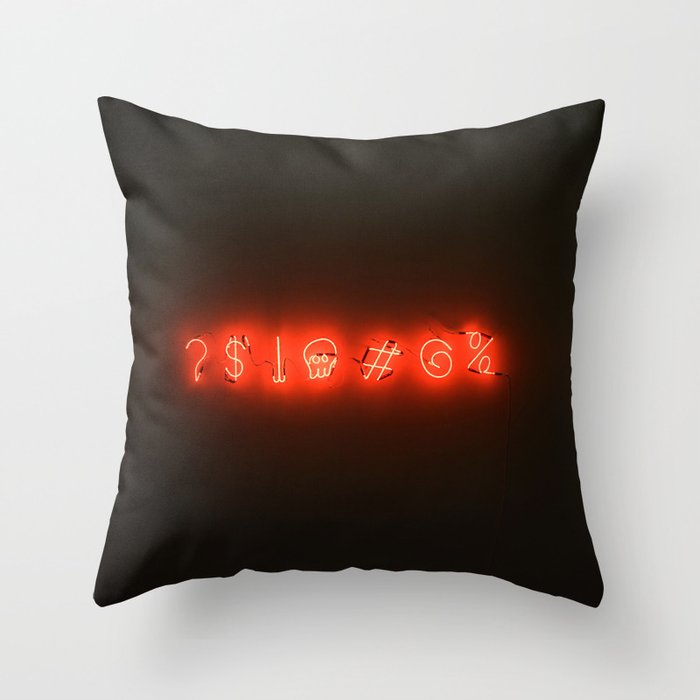 Neon Sweary (Color) Throw Pillow