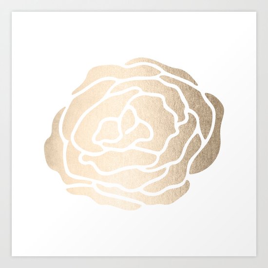 Rose White Gold Sands on White Art Print
