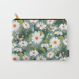 Daisy Love Carry-All Pouch | Midcenturymodern, Curated, Flowers, Livingcoral, Drawing, Moth, Pattern, Summer, Paint, Paintbynumbers 
