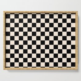 Checkerboard Mini Check Pattern in Black and Almond Cream Serving Tray