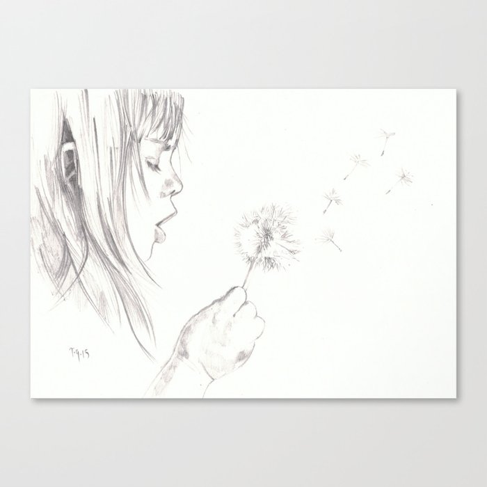 dandelion blowing drawing