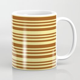[ Thumbnail: Brown and Tan Colored Stripes/Lines Pattern Coffee Mug ]
