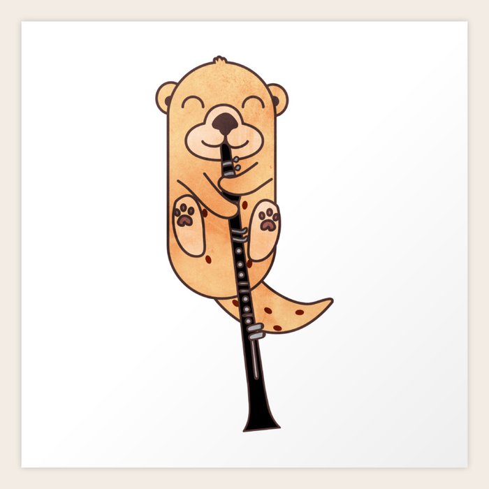 sweet otter clarinet kids music gift art print by artwarehouse society6 society6