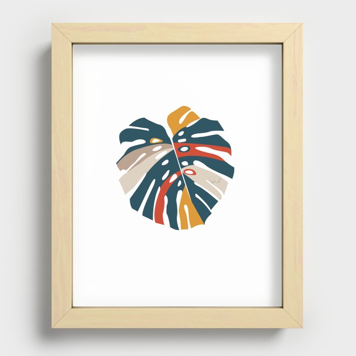 Monstera striped Recessed Framed Print