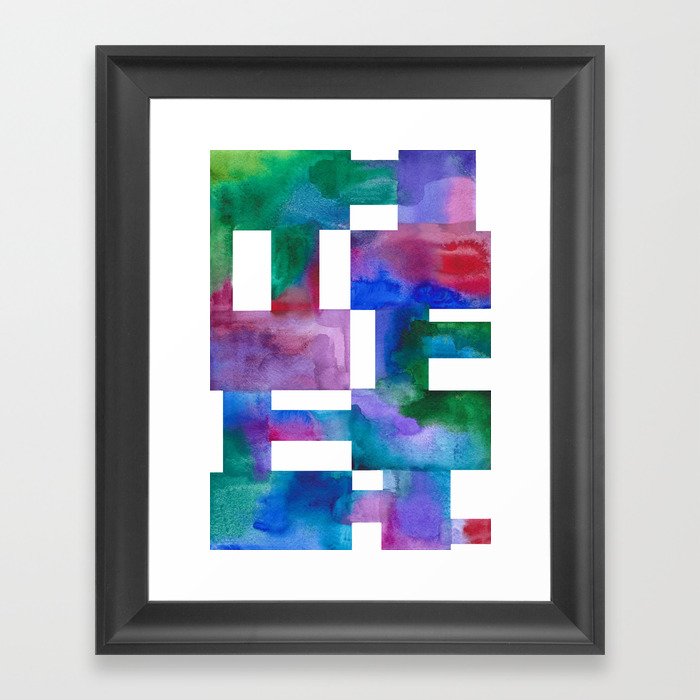 Watercolor Rectangles Framed Art Print