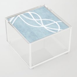 Minimalist White Line Art Light Blue Linen Digital Art Acrylic Box