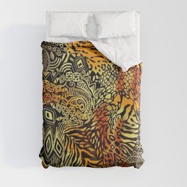 Africa style pattern Duvet Cover | Cartoon, Tiger, Comic, Stencil, Abstract, Home, Style, Illustration, Cool, Digital 