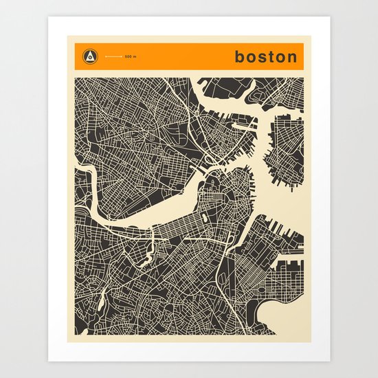 B0STON MAP Art Print