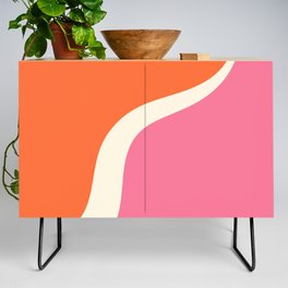 Simple Waves 3 - Pink, Orange and Cream Credenza