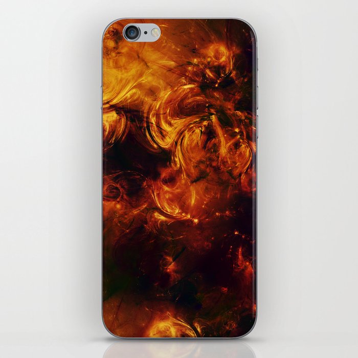 Molten Fire Burst Flames Black and Orange Abstract Artwork iPhone Skin