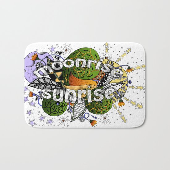 Zentangle Universe Sun, Moon & Stars Bath Mat