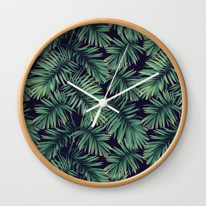 Green palm leaves Wall Clock