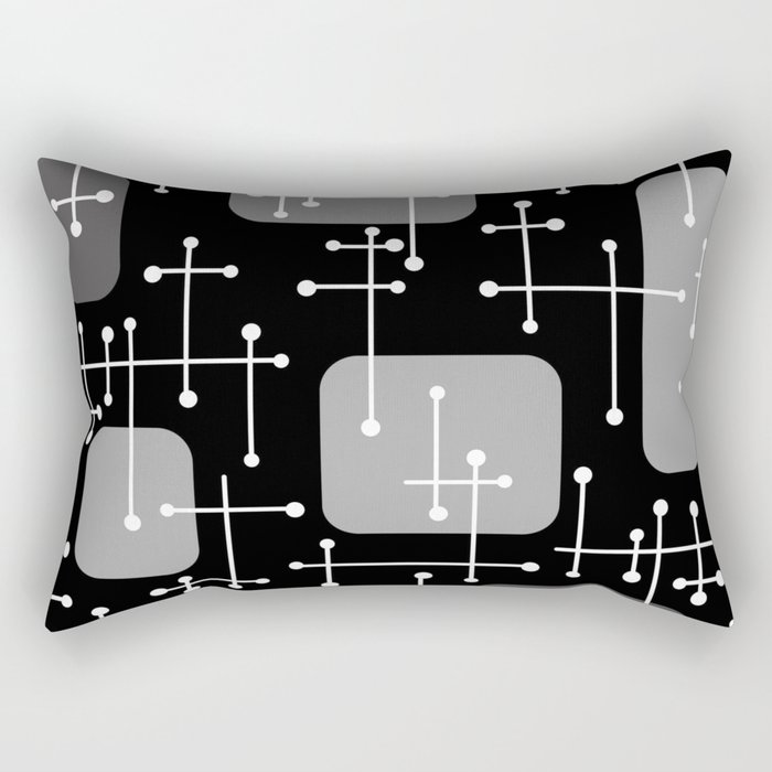 1950s Eames Era Art Crosshairs Black White Rectangular Pillow
