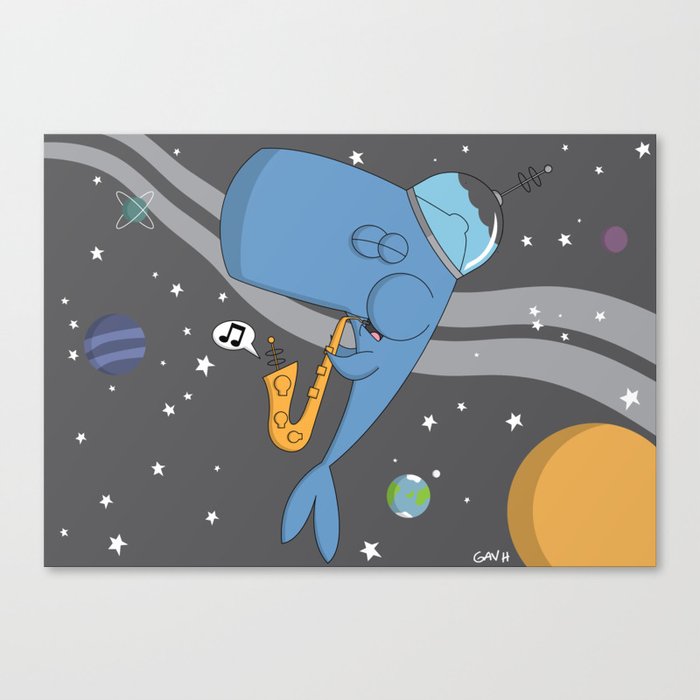 Jamming with the Space Whale Canvas Print