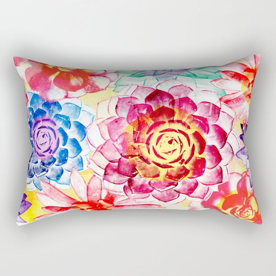 Colorful Succulents Rectangular Pillow