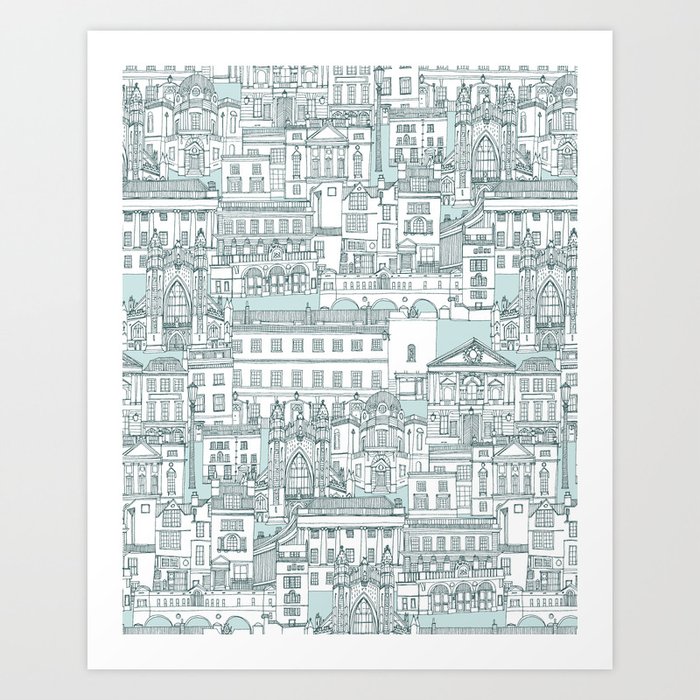 Bath toile pine mint Art Print