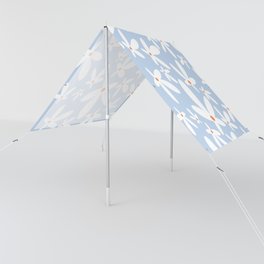 Quirky Floral in Light Blue, Orange and White Sun Shade