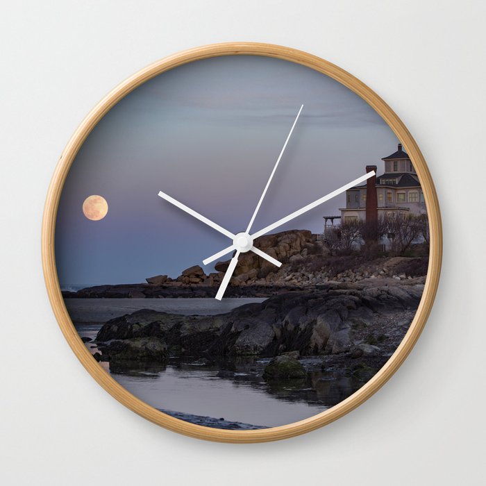 Full moon at Good Harbor Beach Wall Clock