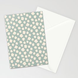 small silhouette flowers cream on aqua  Stationery Card