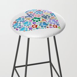 Dogs Are Love Whimsical Colorful Dog Paw Print Art Bar Stool