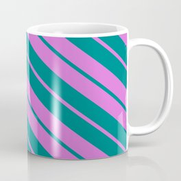 [ Thumbnail: Orchid & Teal Colored Lines Pattern Coffee Mug ]