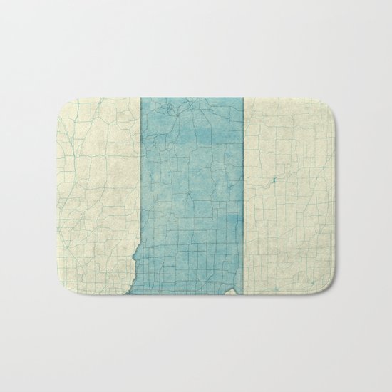 South Dakota State Map Blue Vintage Bath Mat