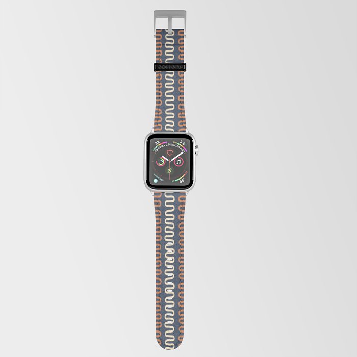 Abstract Shapes 236 in Navy Beige Orange (Snake Pattern Abstraction) Apple Watch Band
