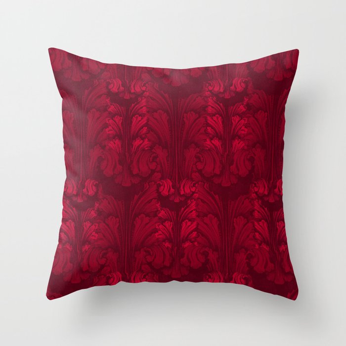 Burgundy Classic Acanthus Leaves Pattern Throw Pillow