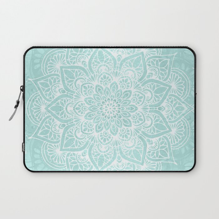 Mandala, Yoga, Love, Flower of Life, Teal Green Laptop Sleeve