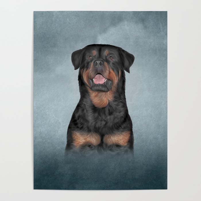 Drawing dog rottweiler 11 Poster