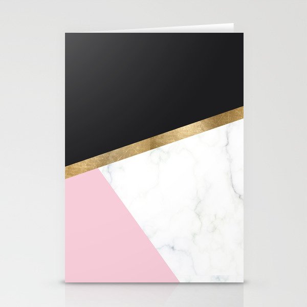 Glam blush marble geo Stationery Cards