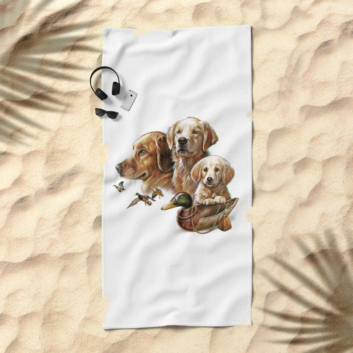 Golden Retriever Hunting Dogs Beach Towel By Salmoneggs Society6