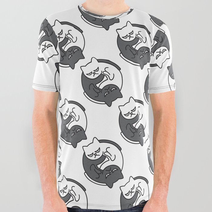 Yin Yang Cat All Over Graphic Tee