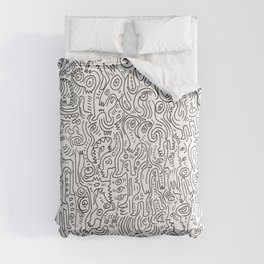 Graffiti Black and White Pattern Doodle Hand Designed Scan Comforter