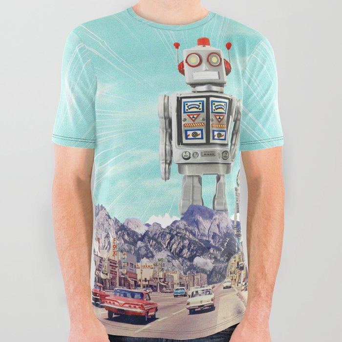 Robot in Town All Over Graphic Tee