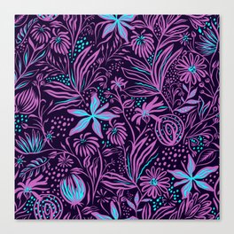 Pretty Floral Pink Purple Pattern Canvas Print