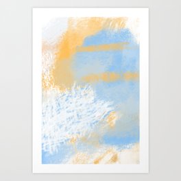 Blue and orange pastel abstract Art Print