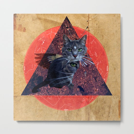 Cat Land Flight Metal Print