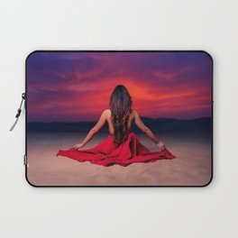 Another tequila sunrise; woman watching purple and pink sunrise in the desert magical realism female portrait color photograph / photography Laptop Sleeve