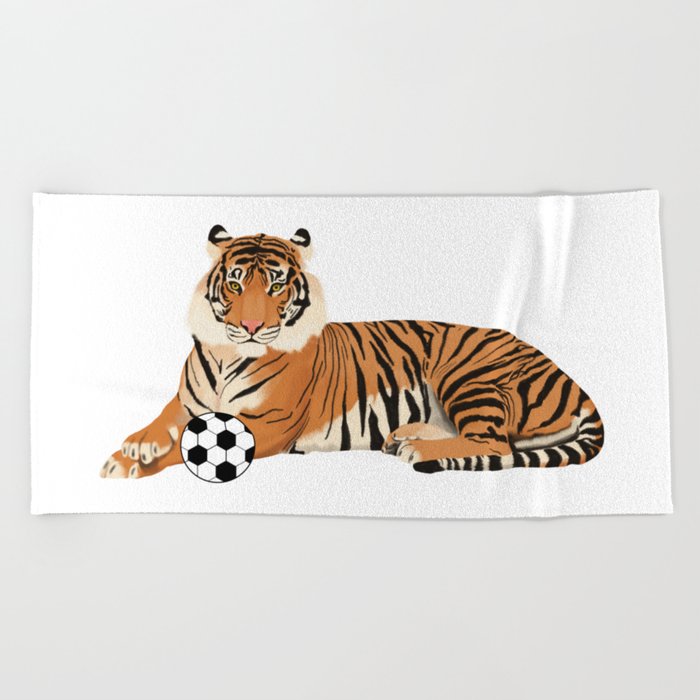 Soccer Tiger Beach Towel