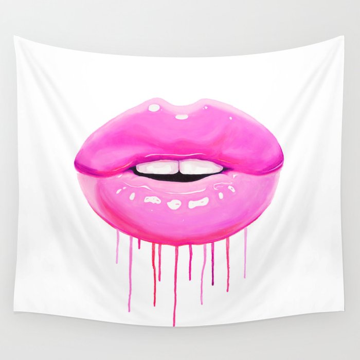 Pink lips Wall Tapestry