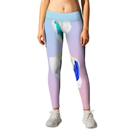 A Grecian Bust With Color Tests (Cotton Candy Gradient Edition) Leggings | Antique, White, Strokes, Face, Yellow, Orange, Paint, Purple, Sculpture, Curated 