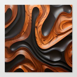 Sleek Ebony and Wood Abstract Canvas Print