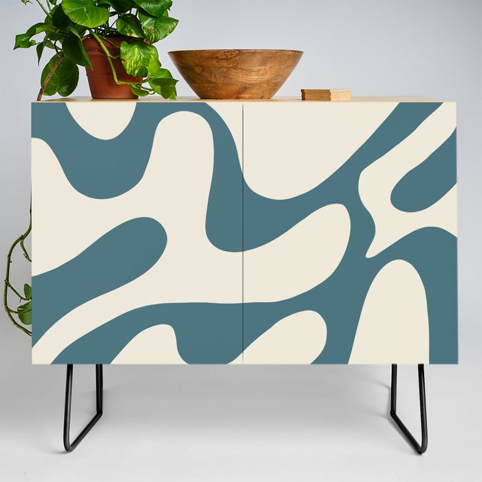 Retro Abstract Seamless Pattern Teal and Cream Credenza