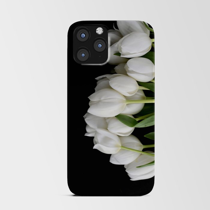 White Tulips on Black. 1 iPhone Card Case