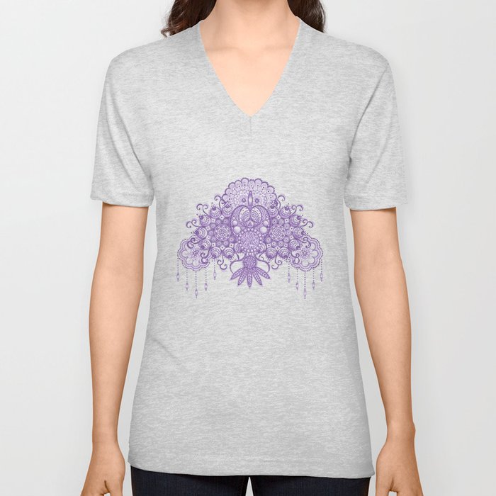 Purple Mandala V Neck T Shirt