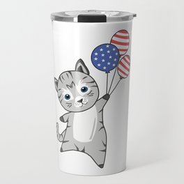Cats Funny Cat 4th Of July American Flag Travel Mug