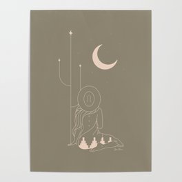 Talking to the Moon - Sage Green Poster