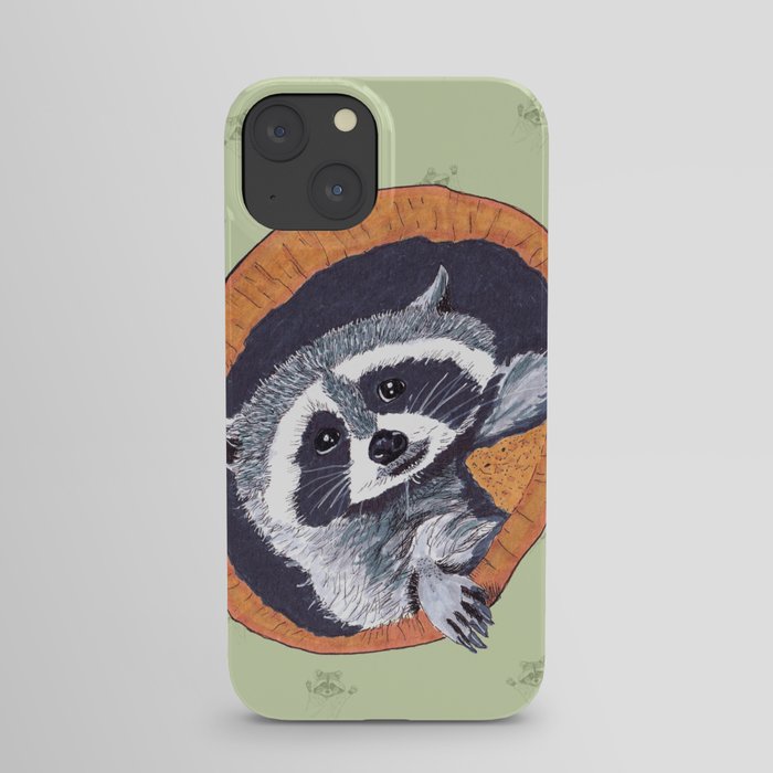 Peeking Raccoons #1 - Green Pallet iPhone Case